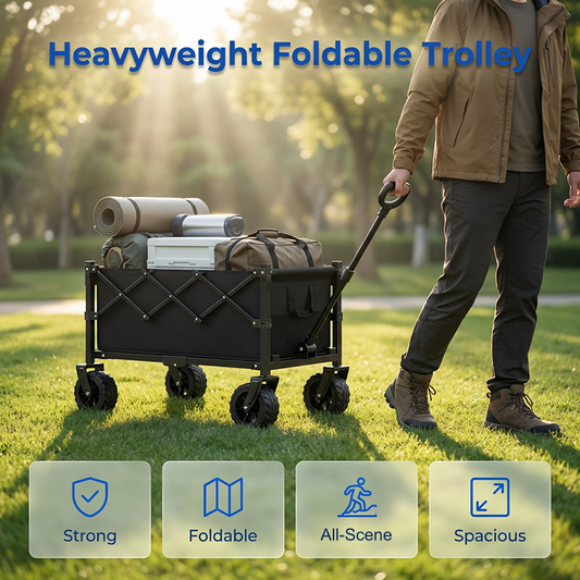 🛒 50% OFF NOW! 🚜 Heavy Duty Collapsible Wagon Cart – All-Terrain Wheels, 130L Capacity, 1-Second Fold – Perfect for Camping, Groceries & Beach ✨