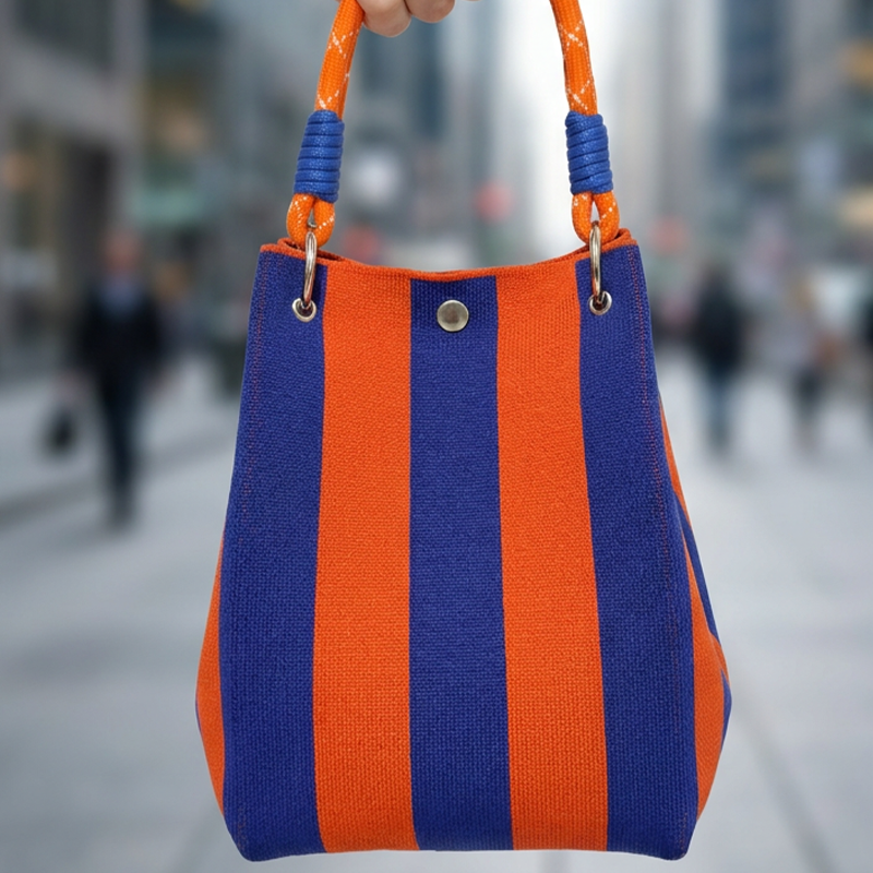 🏆👜 Limited Time - 50% OFF! ✨ Boho Striped Knit Bucket Handbag for Women – Handmade Summer Beach Shoulder Bag