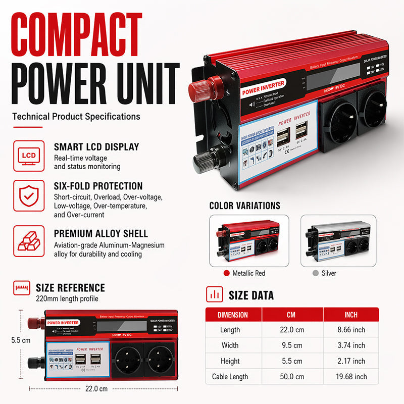 ⏰🔥LIMITED TIME 55% OFF!🔥High-Power 12V to 230V Car Power Inverter 