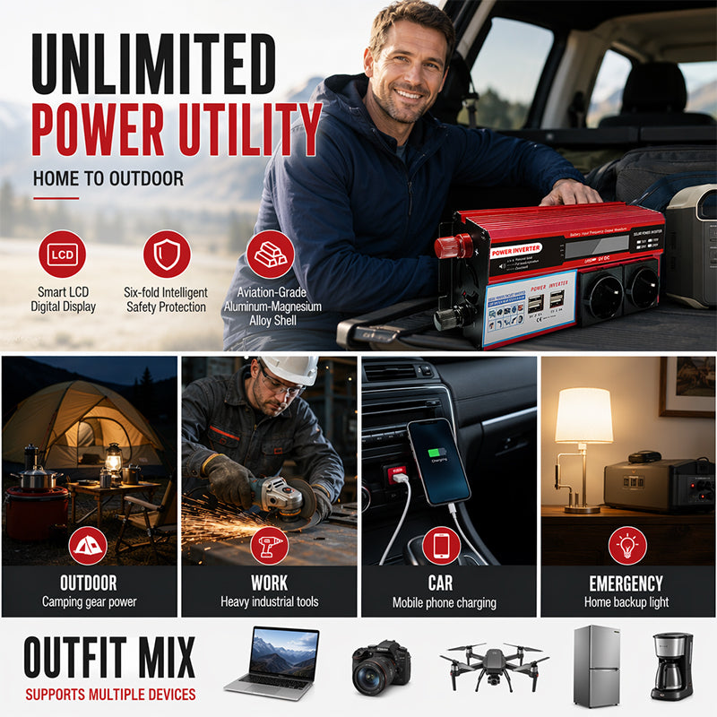 ⏰🔥LIMITED TIME 55% OFF!🔥High-Power 12V to 230V Car Power Inverter 