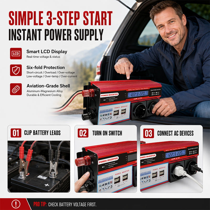 ⏰🔥LIMITED TIME 55% OFF!🔥High-Power 12V to 230V Car Power Inverter 