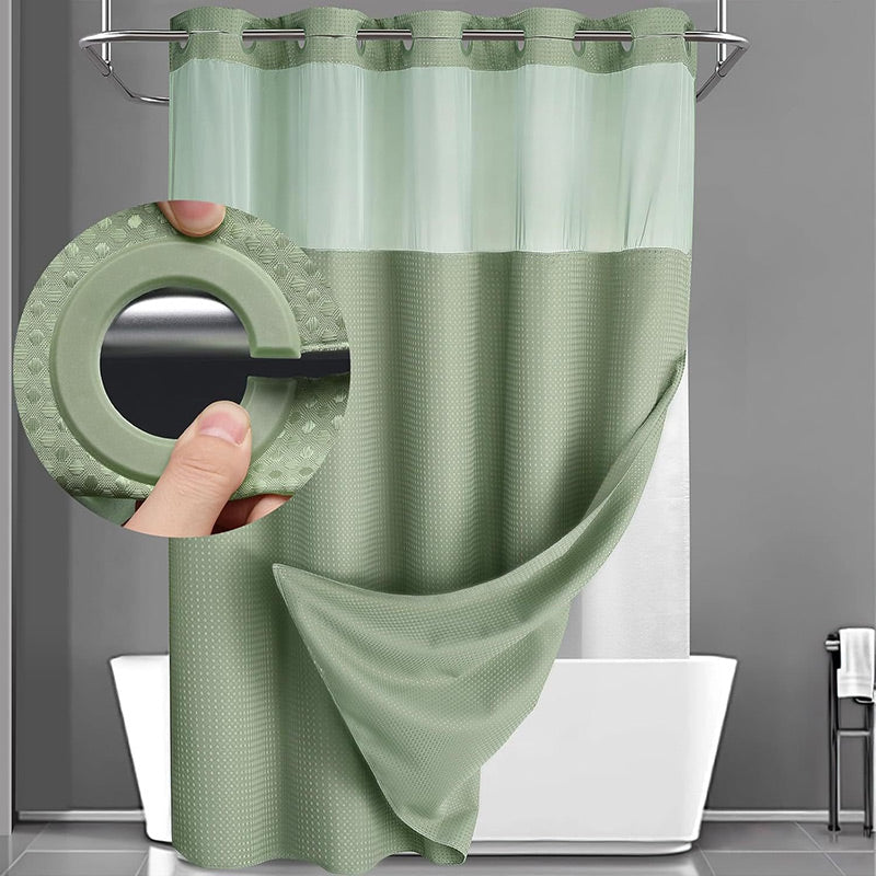 🛁✨50% OFF! 🚿🪟 Finally, a shower curtain that actually keeps water IN — no hooks, no leaks, waffle texture, bright & private. Over 12,658 bathrooms upgraded! ✨