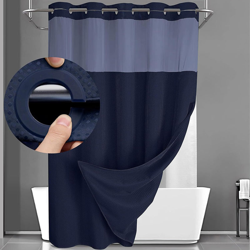 🛁✨50% OFF! 🚿🪟 Finally, a shower curtain that actually keeps water IN — no hooks, no leaks, waffle texture, bright & private. Over 12,658 bathrooms upgraded! ✨