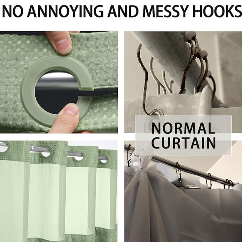 🛁✨50% OFF! 🚿🪟 Finally, a shower curtain that actually keeps water IN — no hooks, no leaks, waffle texture, bright & private. Over 12,658 bathrooms upgraded! ✨