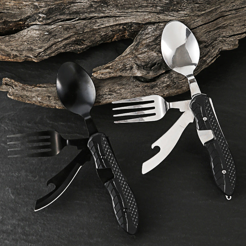 🍴Must-have for outdoor trips 🥄4-In-1 Outdoor Folding Multifunctional Tableware