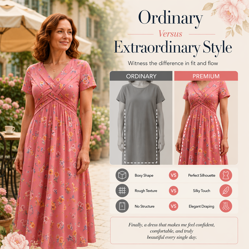 💃Limited-Time 60% OFF 🛍️Women's V-Neck Floral Print Dress with Twist Waist