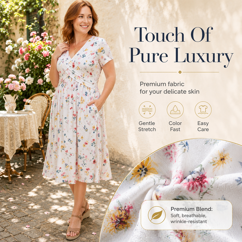 💃Limited-Time 60% OFF 🛍️Women's V-Neck Floral Print Dress with Twist Waist