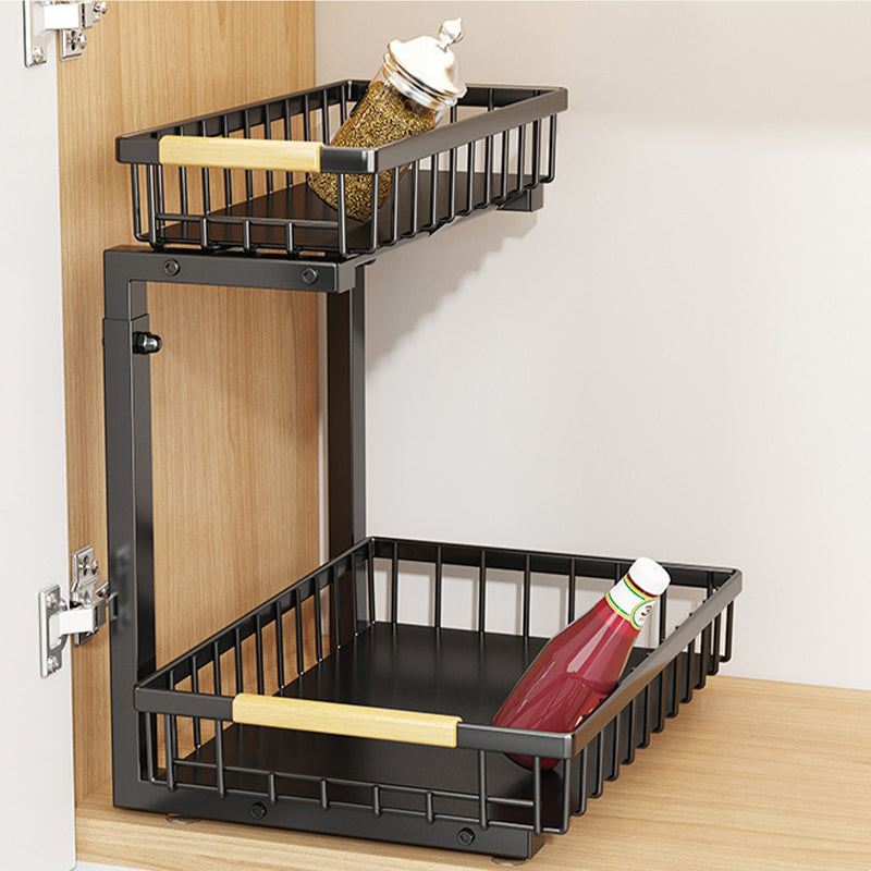 2-Tier Adjustable Pull-Out Cabinet Storage Rack
