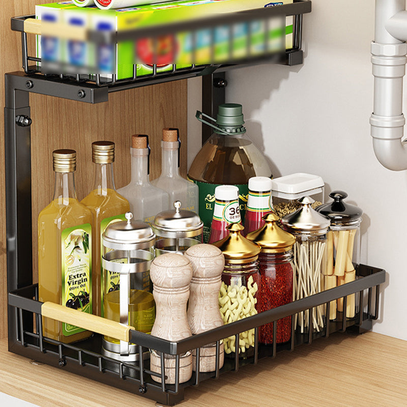 2-Tier Adjustable Pull-Out Cabinet Storage Rack