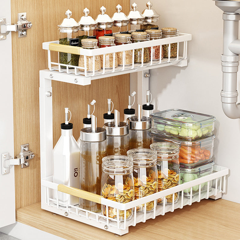 2-Tier Adjustable Pull-Out Cabinet Storage Rack
