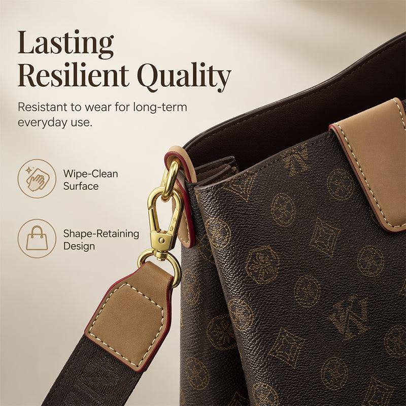 👜Women’s Vintage Monogram Bucket Bag with Adjustable Shoulder Strap🌙