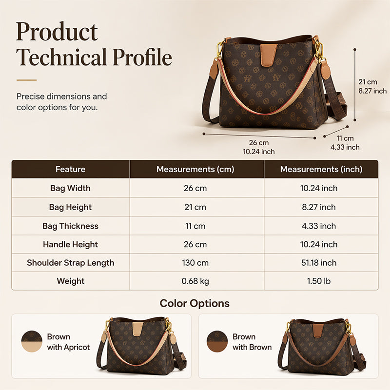 👜Women’s Vintage Monogram Bucket Bag with Adjustable Shoulder Strap🌙