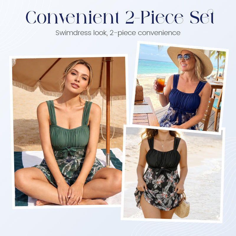 🎉 2026 Sale — Over 36,200 Sold!🌊 Plus Size Tummy Control 2‑Piece Swimsuit Set – Elegant ✨