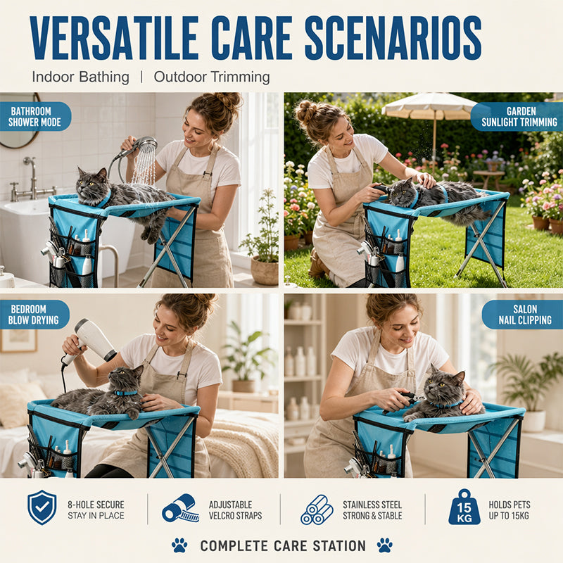 ⏰🔥LIMITED TIME 50% OFF!🔥50K+ SOLD! 2-in-1 Foldable Pet Grooming Bed🐱🐶🛋️