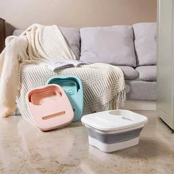🦶 LIMITED TIME 50% OFF! ✨ Collapsible Foot Spa Basin with Lid – Portable Silicone Foot Soak Tub with Massage Rollers for Home Relaxation 🛁