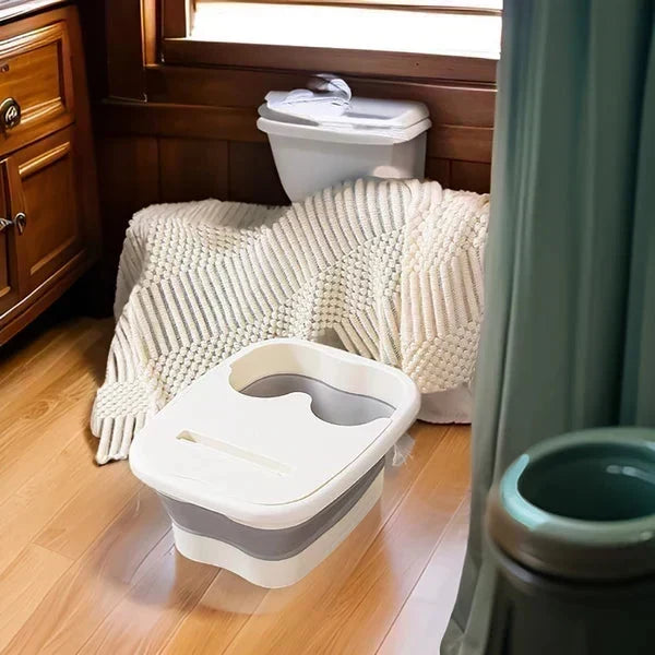 🦶 LIMITED TIME 50% OFF! ✨ Collapsible Foot Spa Basin with Lid – Portable Silicone Foot Soak Tub with Massage Rollers for Home Relaxation 🛁