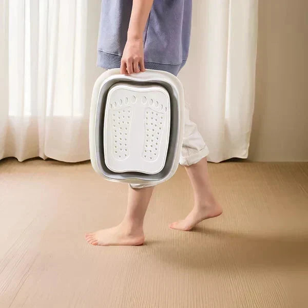 🦶 LIMITED TIME 50% OFF! ✨ Collapsible Foot Spa Basin with Lid – Portable Silicone Foot Soak Tub with Massage Rollers for Home Relaxation 🛁