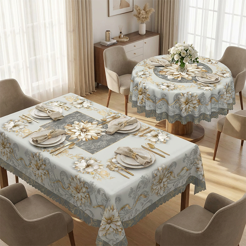 ⏳Time-Limited Special⏰Elegant Waterproof Embossed Floral Tablecloth