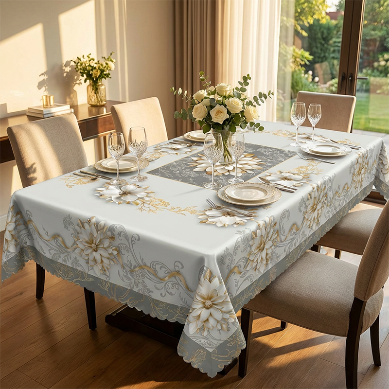 ⏳Time-Limited Special⏰Elegant Waterproof Embossed Floral Tablecloth