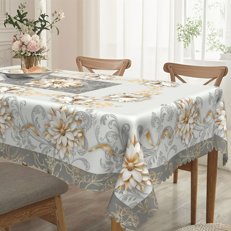 ⏳Time-Limited Special⏰Elegant Waterproof Embossed Floral Tablecloth