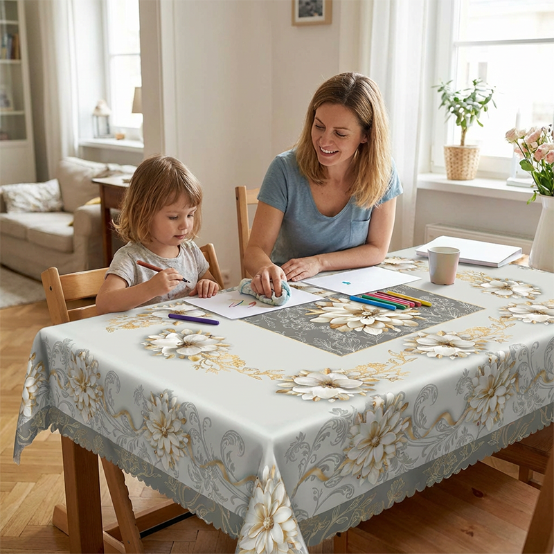 ⏳Time-Limited Special⏰Elegant Waterproof Embossed Floral Tablecloth