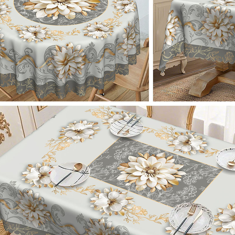 ⏳Time-Limited Special⏰Elegant Waterproof Embossed Floral Tablecloth