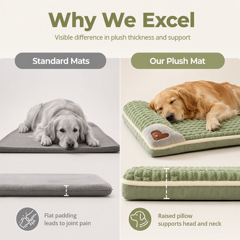 🐱🐶Thick Plush Pet Sleeping Mat with Raised Headrest for Dogs & Cats☁️