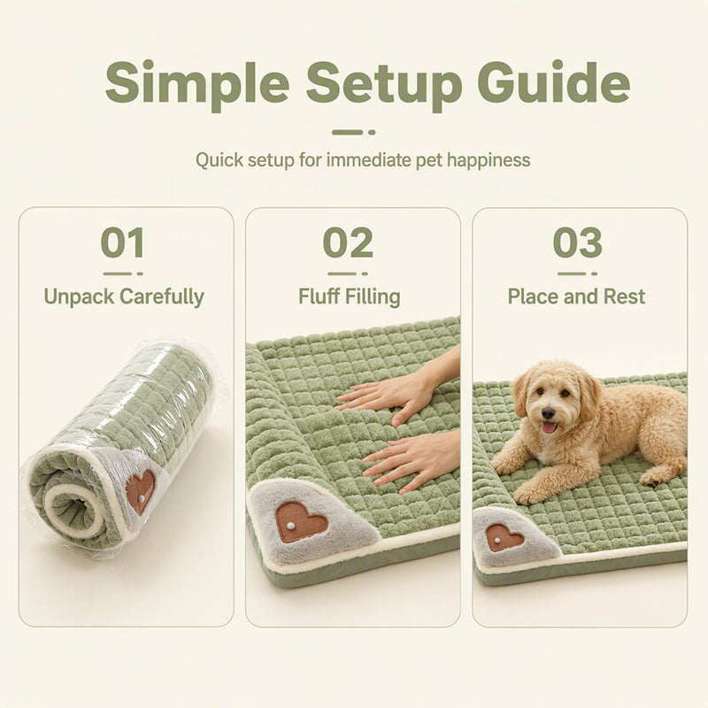 🐱🐶Thick Plush Pet Sleeping Mat with Raised Headrest for Dogs & Cats☁️