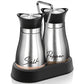 🐧🧂Penguin Salt & Pepper Shaker Set with Holder – Stainless Steel & Glass