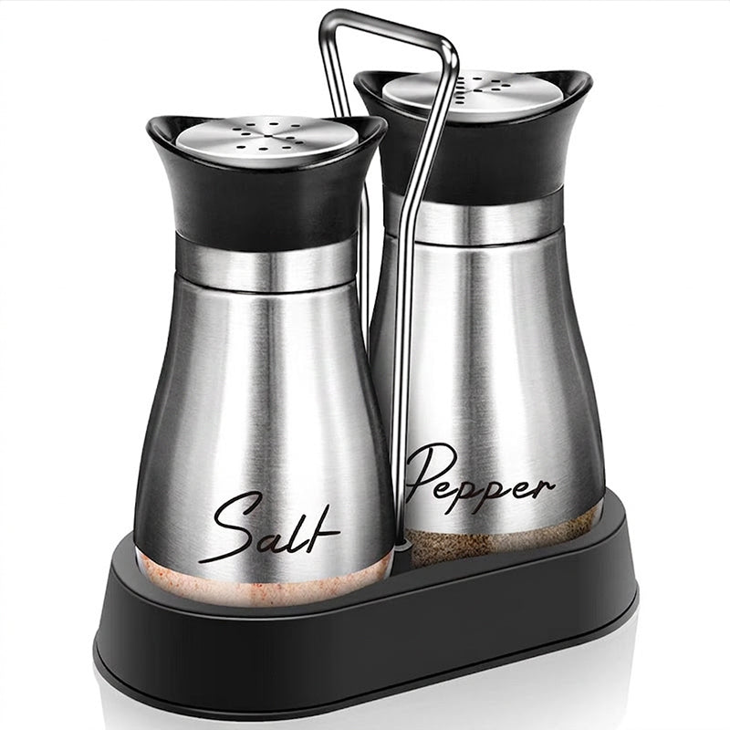 🐧🧂Penguin Salt & Pepper Shaker Set with Holder – Stainless Steel & Glass