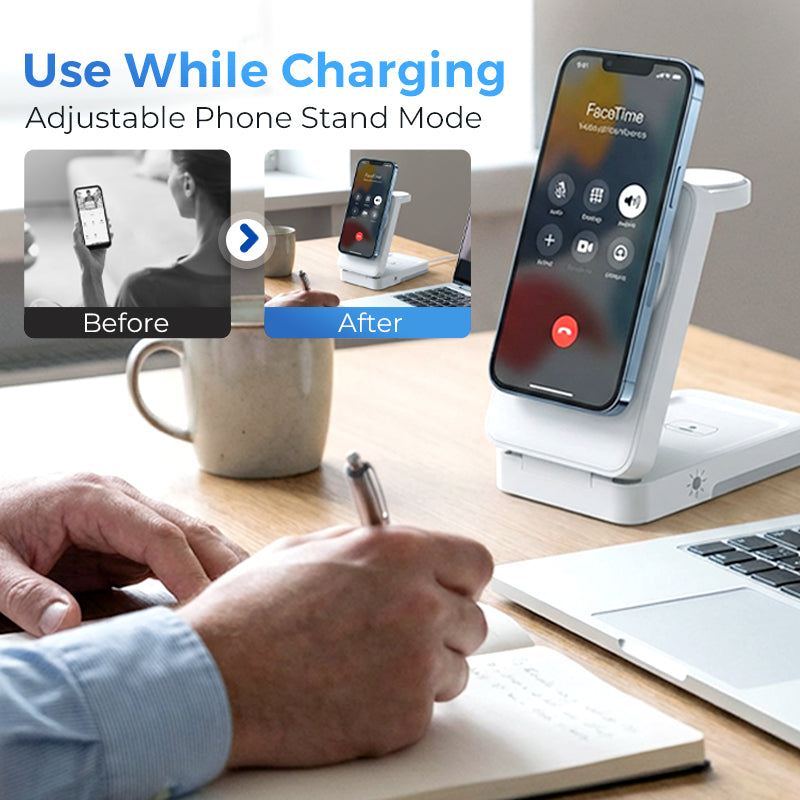 ⚡ 2026 Sale — Over 23,800 Sold! 📱 3-in-1 Foldable Magnetic Charging Stand – Wireless Charging for Phone, Watch & Earbuds, Compact & Space-Saving 🔌