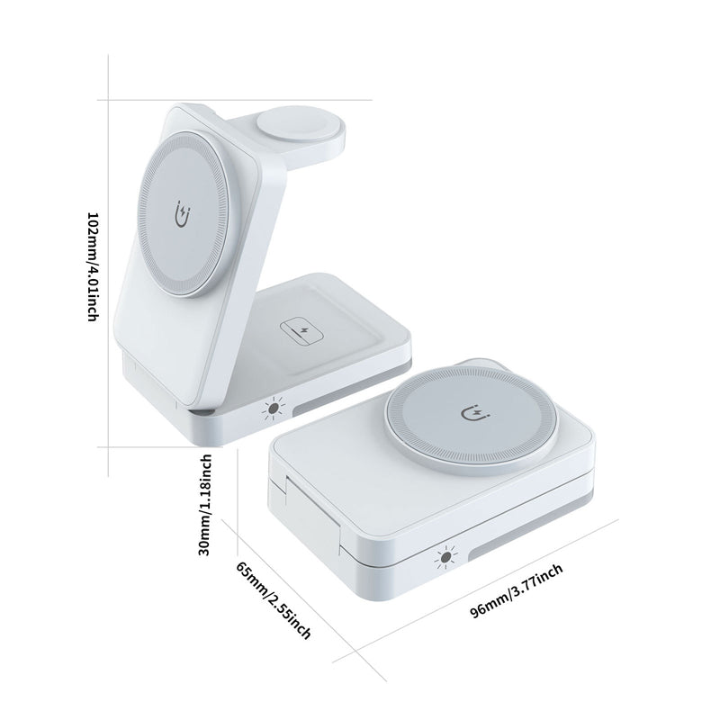 ⚡ 2026 Sale — Over 23,800 Sold! 📱 3-in-1 Foldable Magnetic Charging Stand – Wireless Charging for Phone, Watch & Earbuds, Compact & Space-Saving 🔌