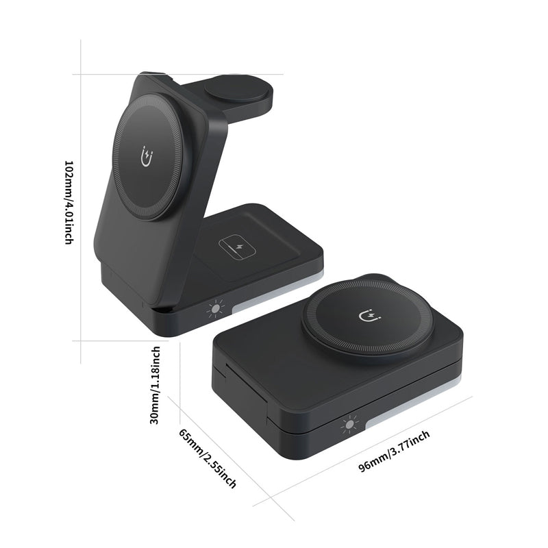 ⚡ 2026 Sale — Over 23,800 Sold! 📱 3-in-1 Foldable Magnetic Charging Stand – Wireless Charging for Phone, Watch & Earbuds, Compact & Space-Saving 🔌