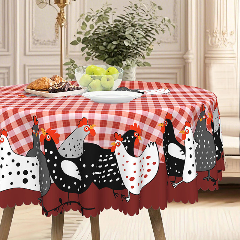 📢📢50% OFF !! 🐓 Red Plaid Rooster Tablecloth