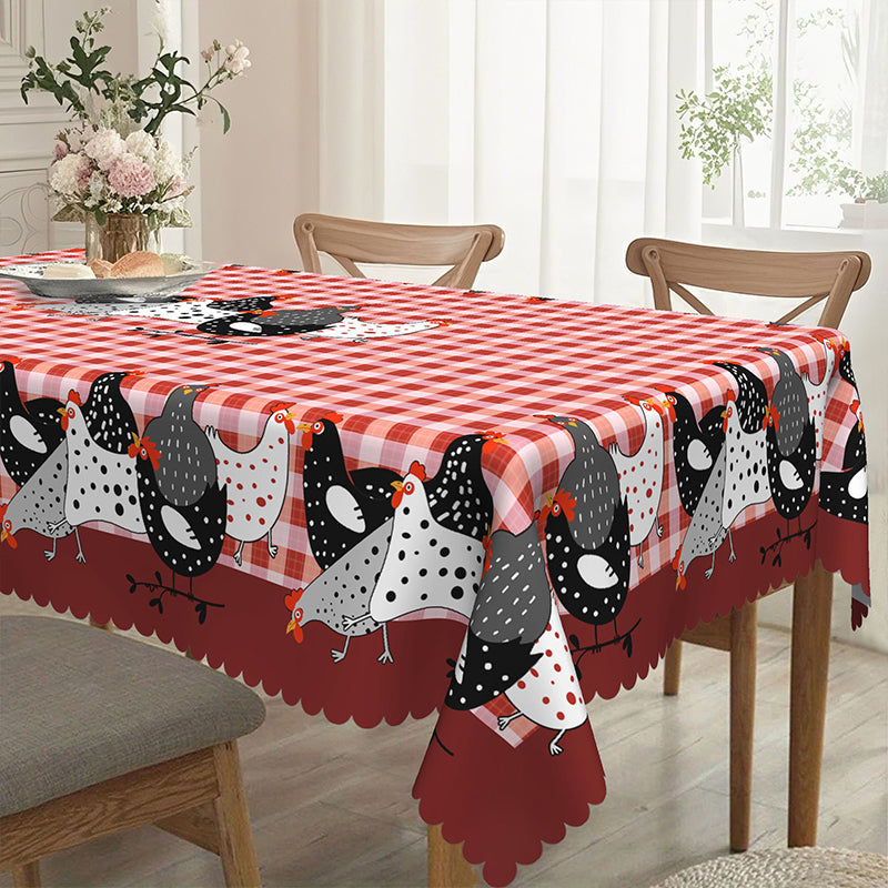 📢📢50% OFF !! 🐓 Red Plaid Rooster Tablecloth