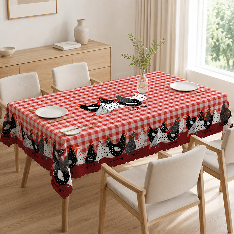 📢📢50% OFF !! 🐓 Red Plaid Rooster Tablecloth