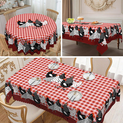 📢📢50% OFF !! 🐓 Red Plaid Rooster Tablecloth