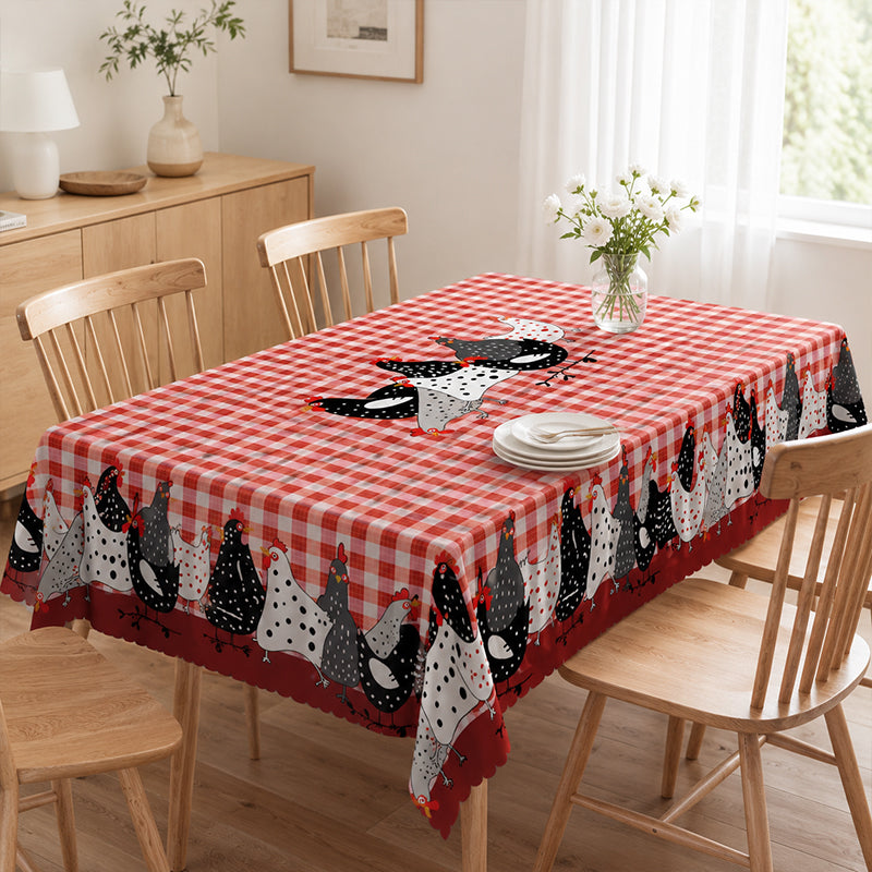 📢📢50% OFF !! 🐓 Red Plaid Rooster Tablecloth