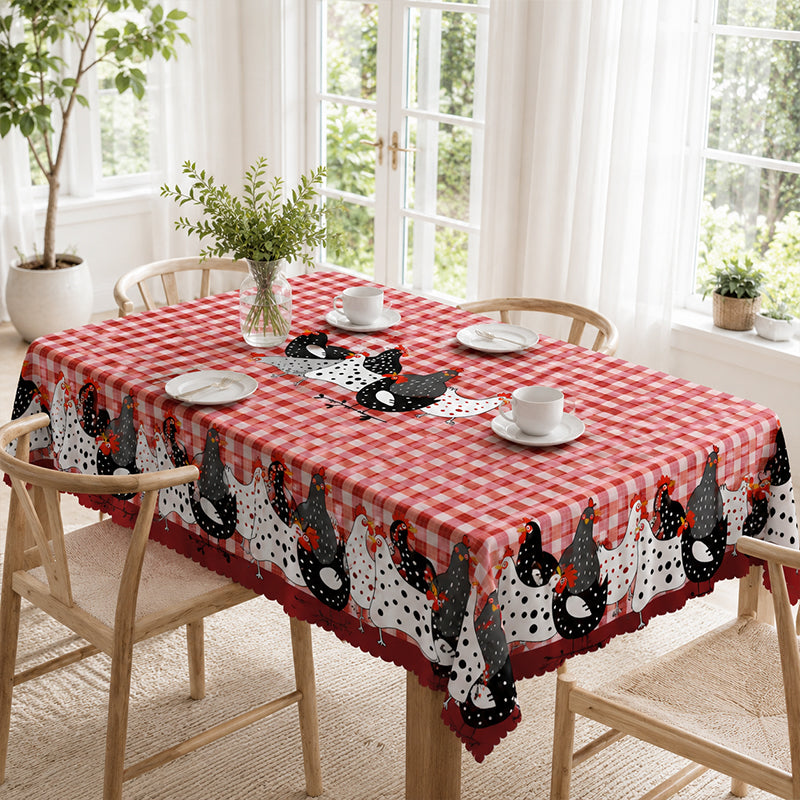 📢📢50% OFF !! 🐓 Red Plaid Rooster Tablecloth