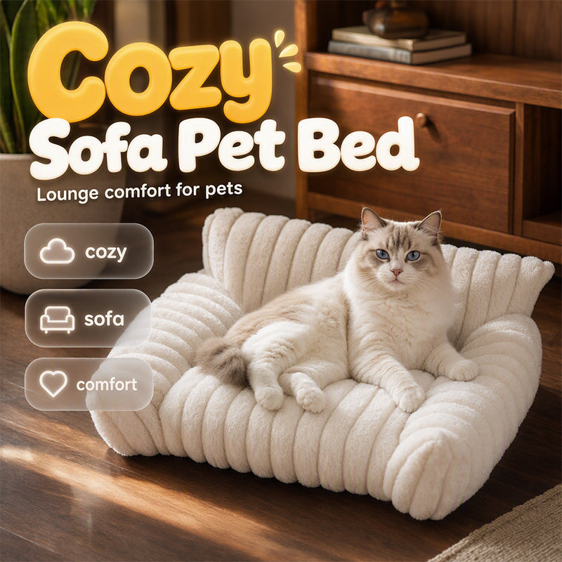 🐾✨50% OFF! 🐱🐶 Cozy Sofa Pet Bed – Ultra-Comfortable, Raised Bolster Edges & Super-Soft Ribbed Plush. Over 11,382 Happy Pets Sleeping in Style!✨
