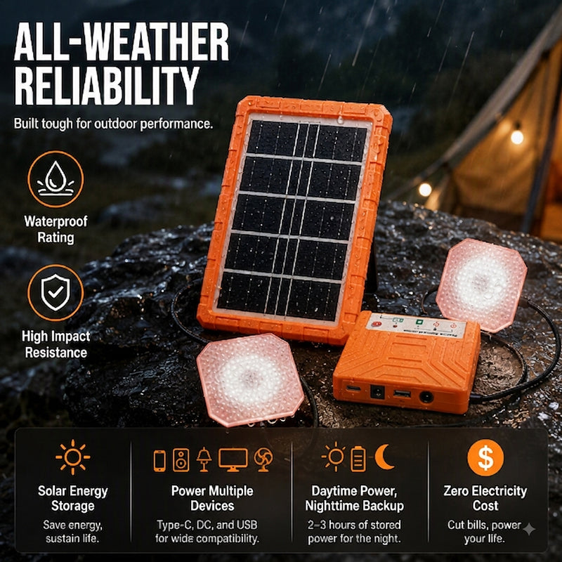 🔥 LIMITED TIME 50% OFF! Portable Solar Power Station + 2 LED Lights – Power Anywhere, Anytime ☀️🔋