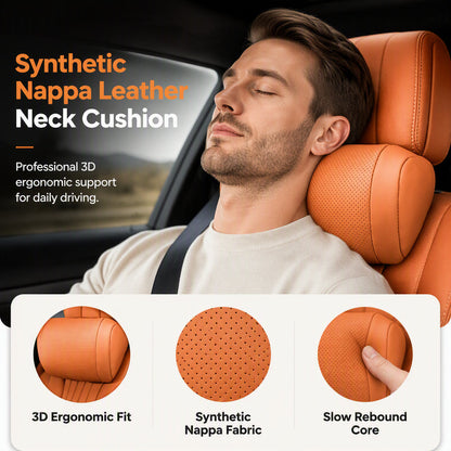 🛋️ 50% OFF NOW! 🚗 Ergonomic Car Headrest – 3D Neck Support, Slow Rebound Memory Foam & Nappa Leather – Say Goodbye to Neck Fatigue 🛌