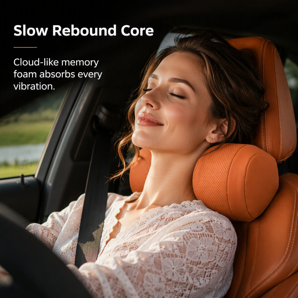 🛋️ 50% OFF NOW! 🚗 Ergonomic Car Headrest – 3D Neck Support, Slow Rebound Memory Foam & Nappa Leather – Say Goodbye to Neck Fatigue 🛌