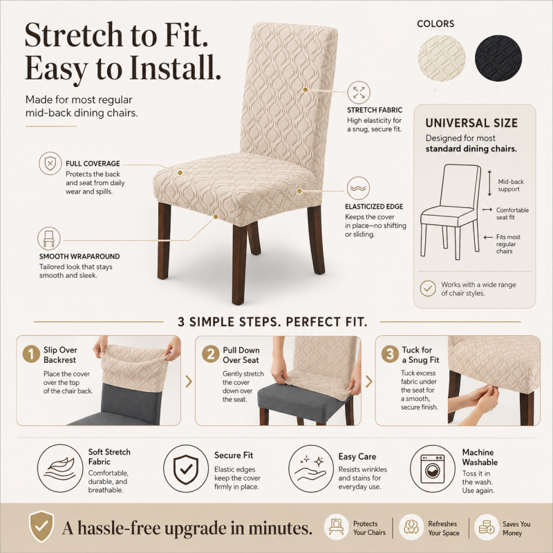 🪑 LIMITED‑TIME 50% OFF! ✨ Universal Stretch Chair Seat Covers – Stain‑Resistant, Non‑Slip, Washable Home Decor 🏡