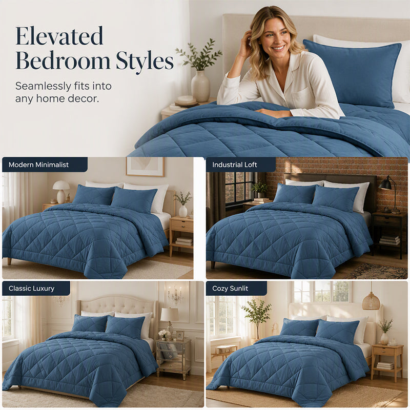 🛏️☁️Quilted Microfiber Duvet Set | Evenly Distributed Filling