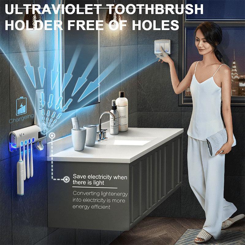 🎉 2026 Sale — Over 33,000 Sold!🦷 Wall‑Mounted UV Toothbrush Sanitizer‑No‑Drill 3‑in‑1 Bathroom Holder 🚿