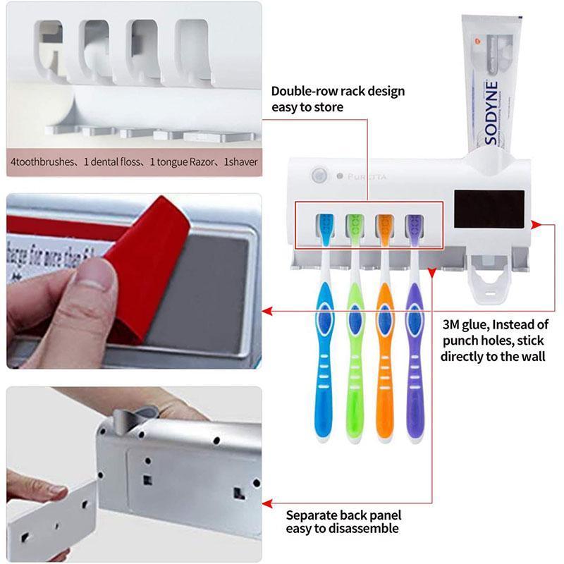 🎉 2026 Sale — Over 33,000 Sold!🦷 Wall‑Mounted UV Toothbrush Sanitizer‑No‑Drill 3‑in‑1 Bathroom Holder 🚿