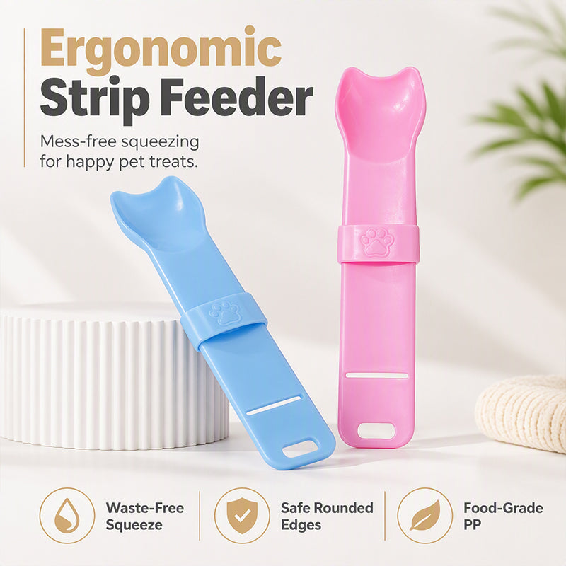 🎉 2026 Sale — Over 19,700 Sold!🐱Mess‑Free Ergonomic Cat Strip Puree Feeder ✨