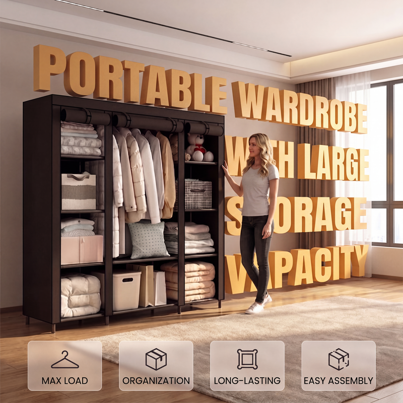 🧥🔩Tool-Free Portable Fabric Closet | Extra Closet Space, No Drilling