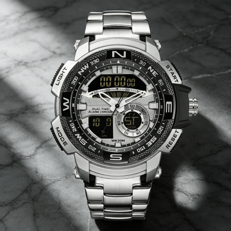 ⏳Time-Limited Special⏰Men's Dual‑Display Sports Watch – Analog‑Digital, 3ATM Waterproof, Multi‑Function ✨